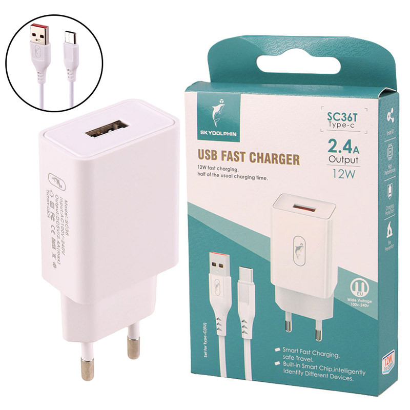 شارژر دیواری اسکای دلفین مدل SC36T به همراه کابل USB-C
